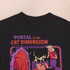 Steven Rhodes Portal to the Cat Dimension Crew Neck Shirt Mens Size S Black